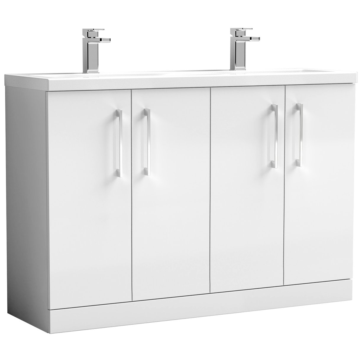 1200mm FS 4-Door Vanity & Double Basin - Gloss White