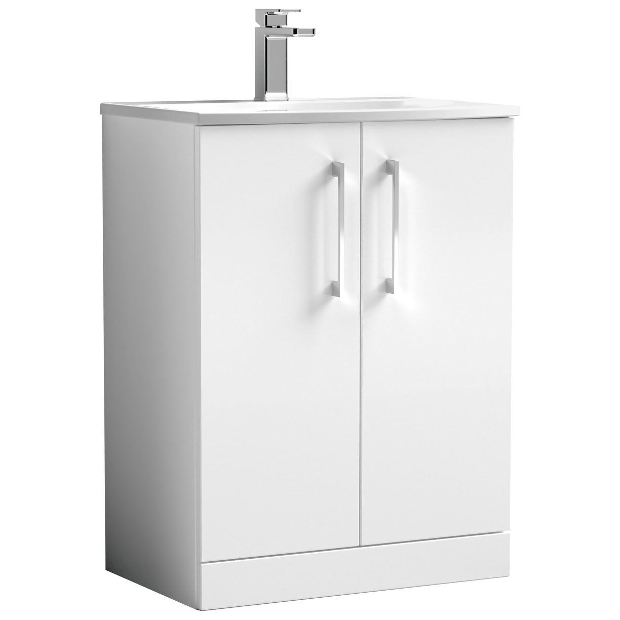 600mm FS 2-Door Vanity & Basin 4 - Gloss White