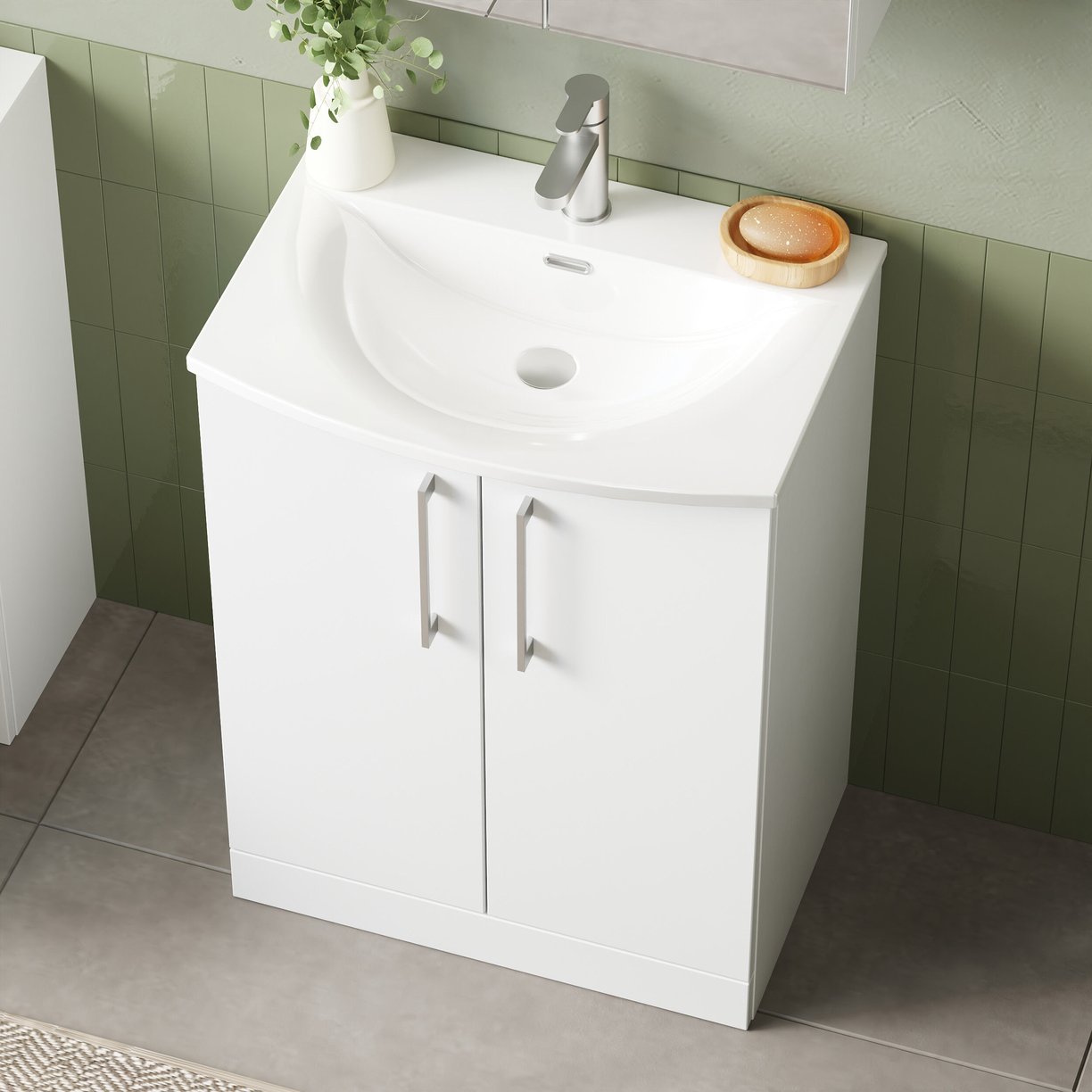 600mm FS 2-Door Vanity & Basin 4 - Gloss White
