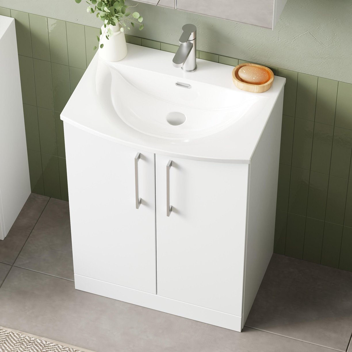 600mm FS 2-Door Vanity & Basin 4 - Gloss White