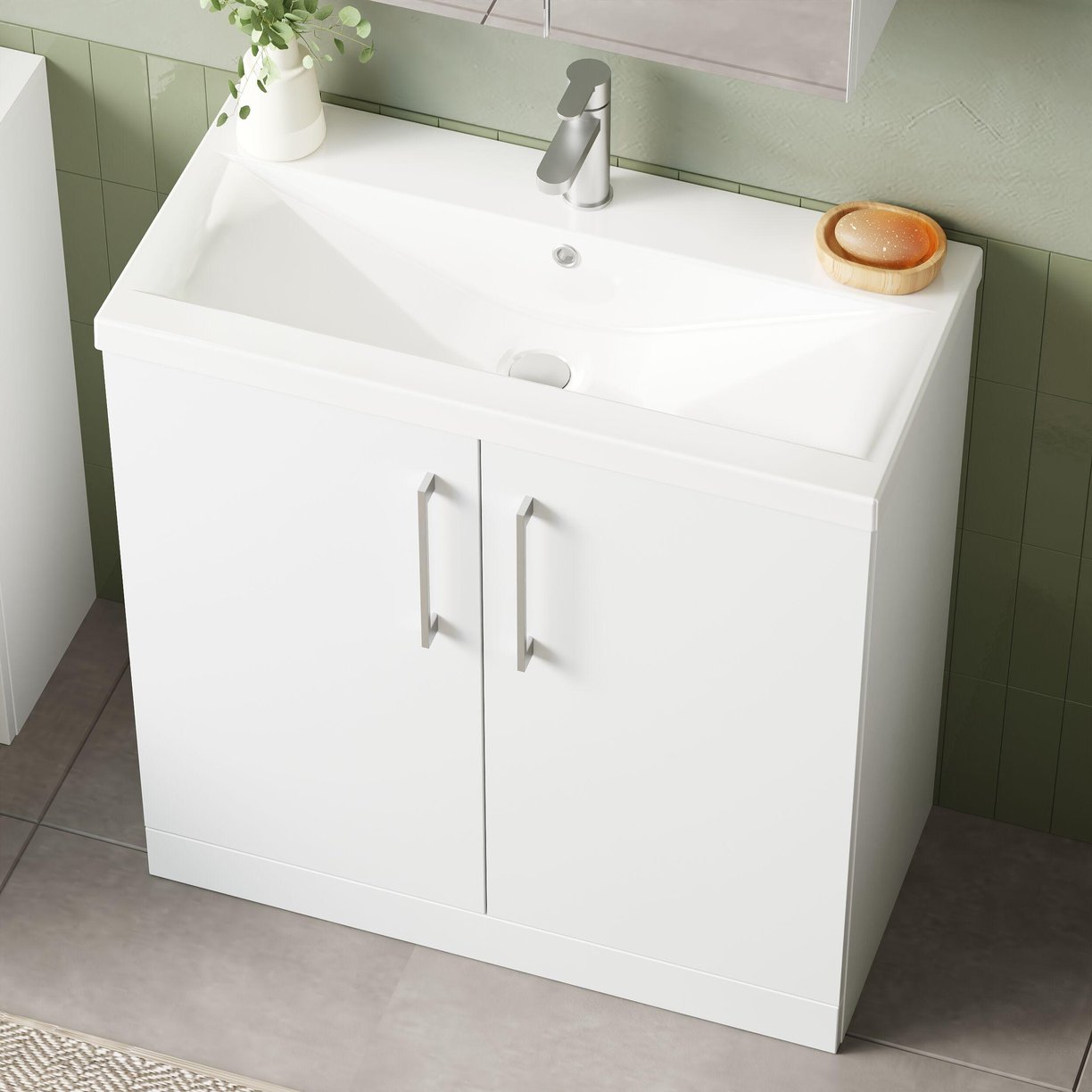 800mm FS 2-Door Vanity & Basin 1 - Gloss White