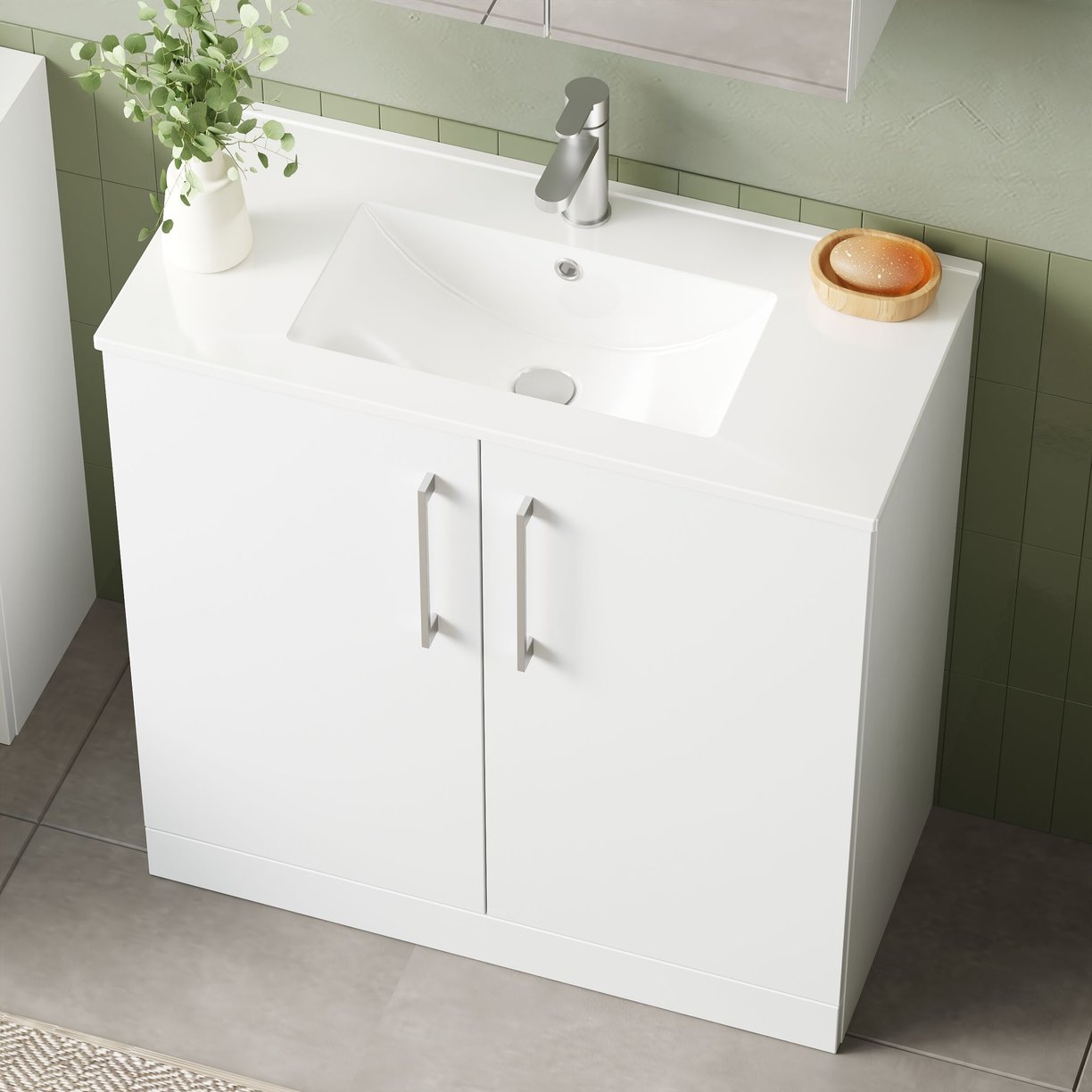 800mm FS 2-Door Vanity & Basin 2 - Gloss White