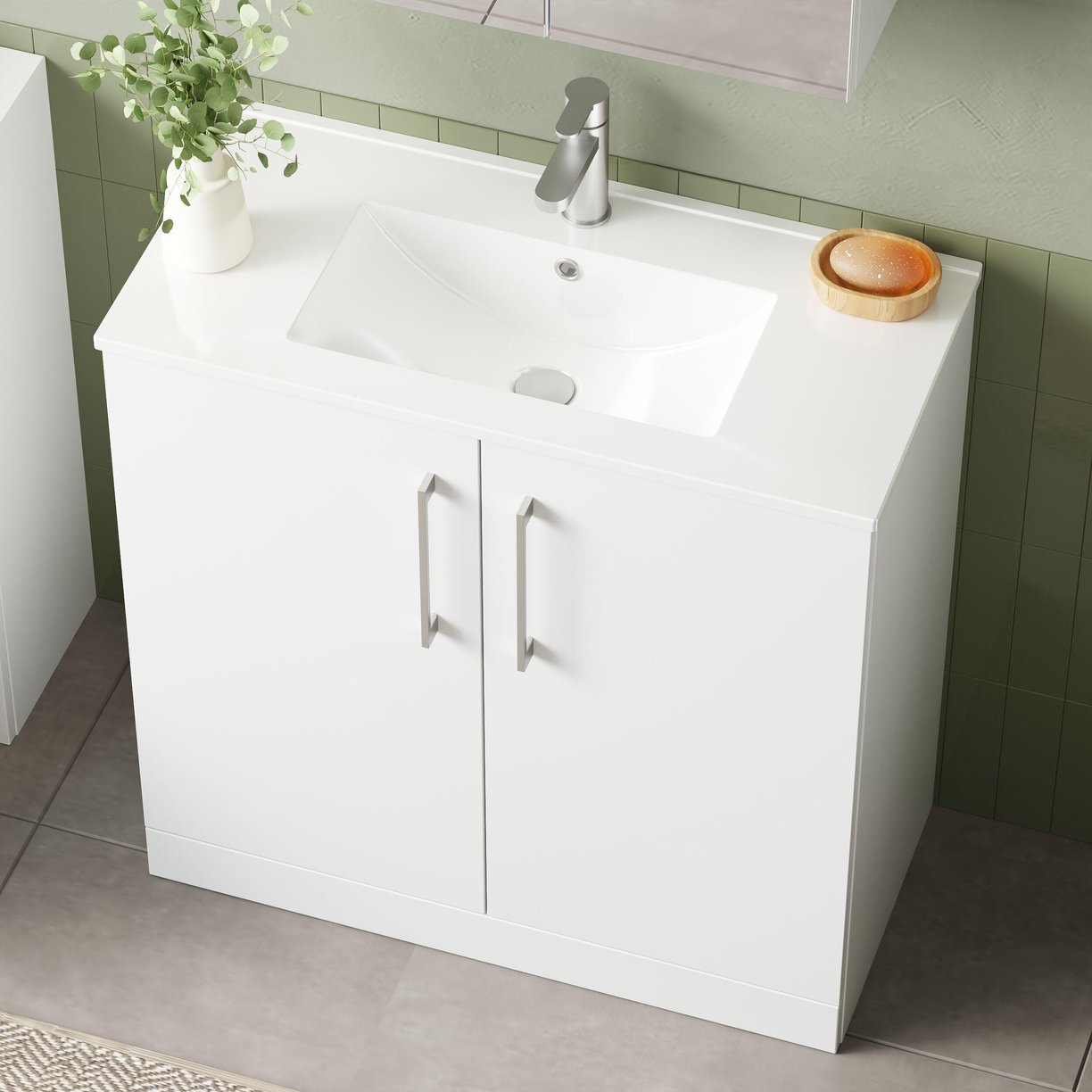 800mm FS 2-Door Vanity & Basin 2 - Gloss White