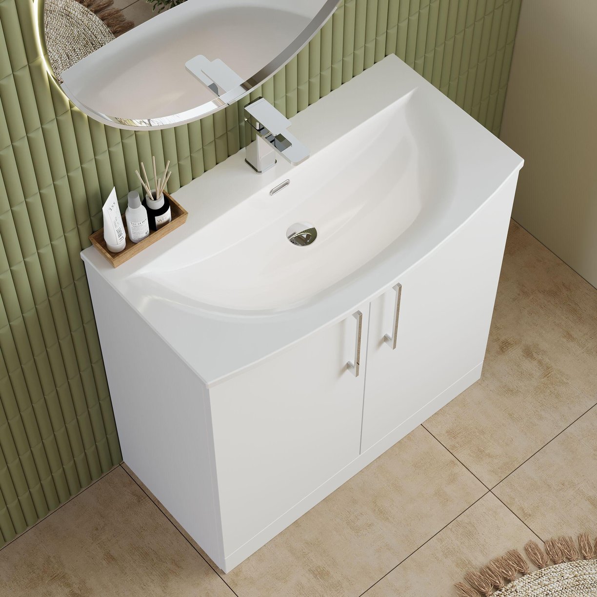 800mm FS 2-Door Vanity & Basin 4 - Gloss White