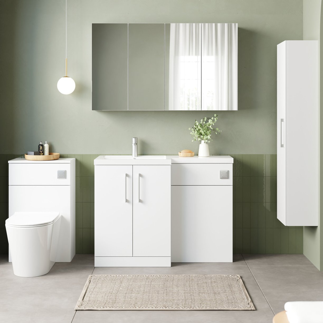 1100 390mm Combination Unit LH - Gloss White