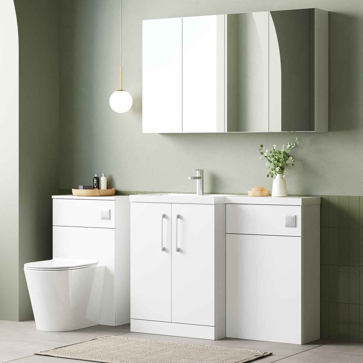 1100 390mm Combination Unit LH - Gloss White