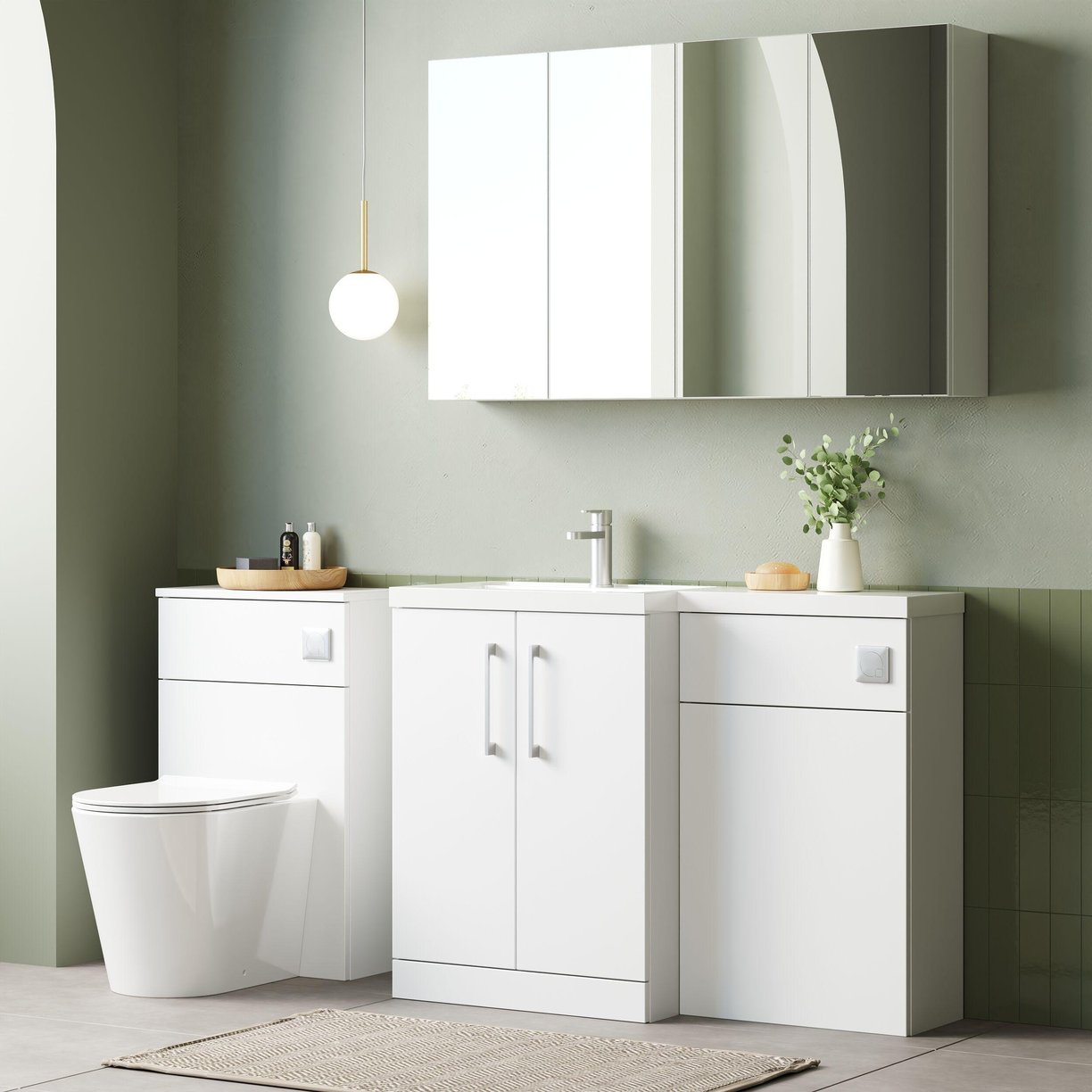 1100 390mm Combination Unit LH - Gloss White