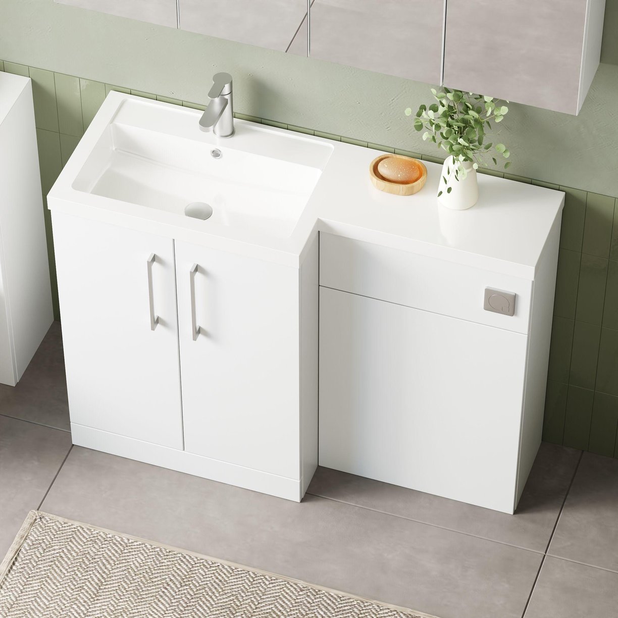 1100 390mm Combination Unit LH - Gloss White