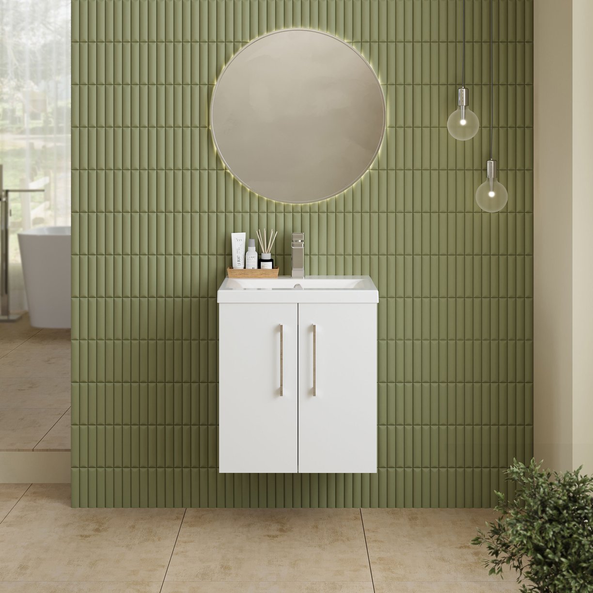 500mm WH 2-Door Vanity & Basin 1 - Gloss White