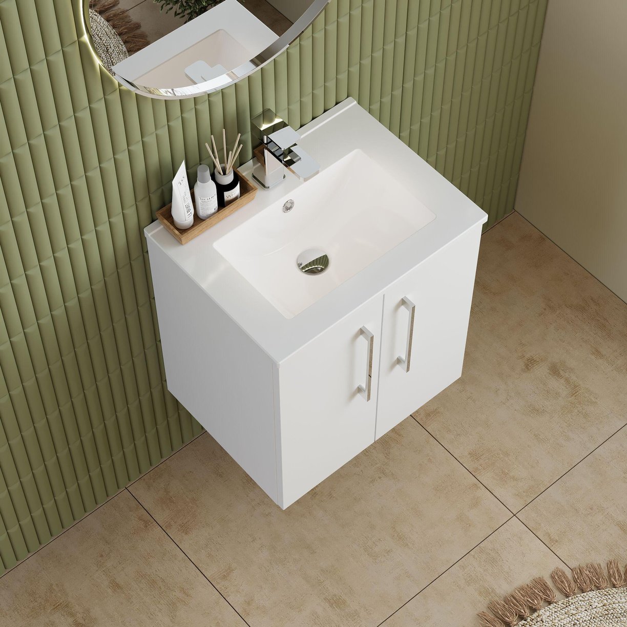 500mm WH 2-Door Vanity & Basin 2 - Gloss White