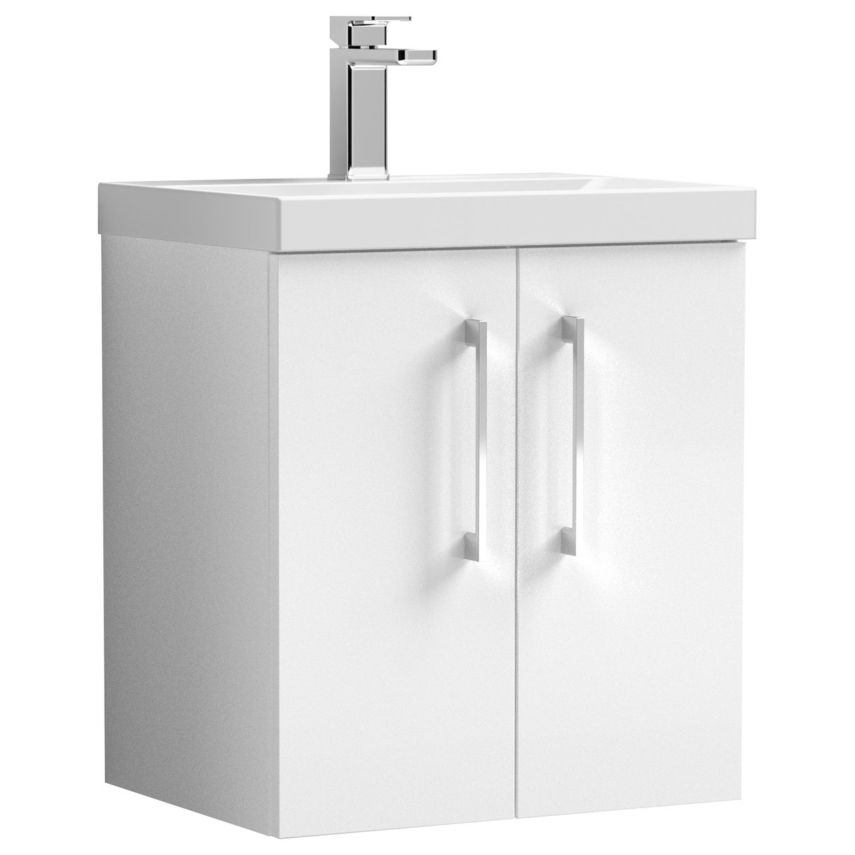 500mm WH 2-Door Vanity & Basin 3 - Gloss White