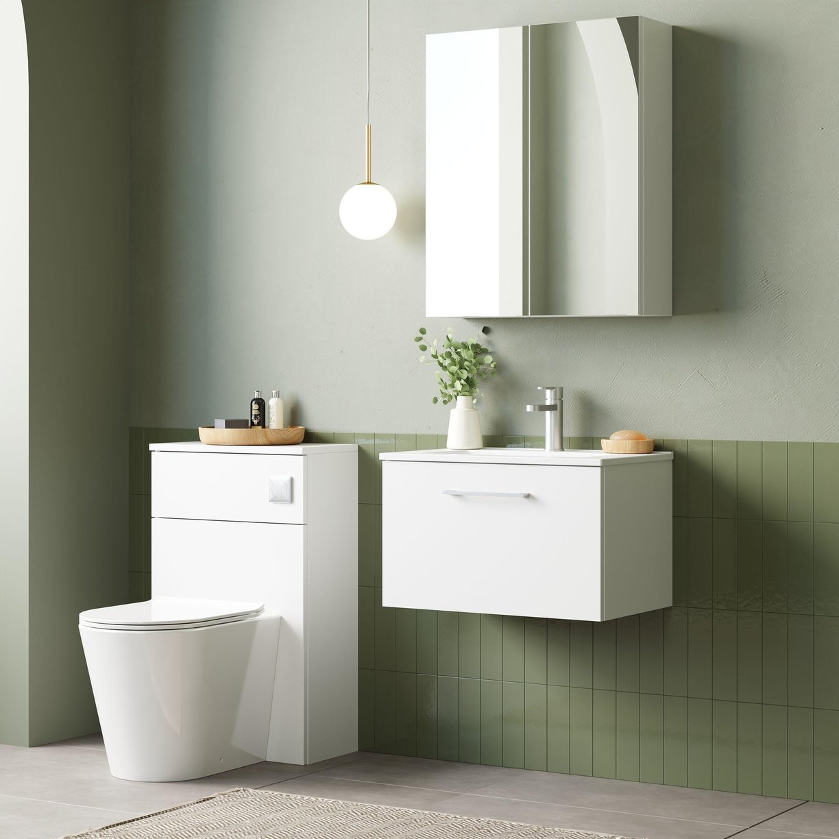 600mm WH 1-Drawer Vanity & Basin 2 - Gloss White