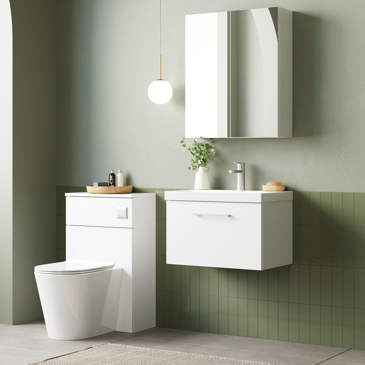 600mm WH 1-Drawer Vanity & Basin 3 - Gloss White