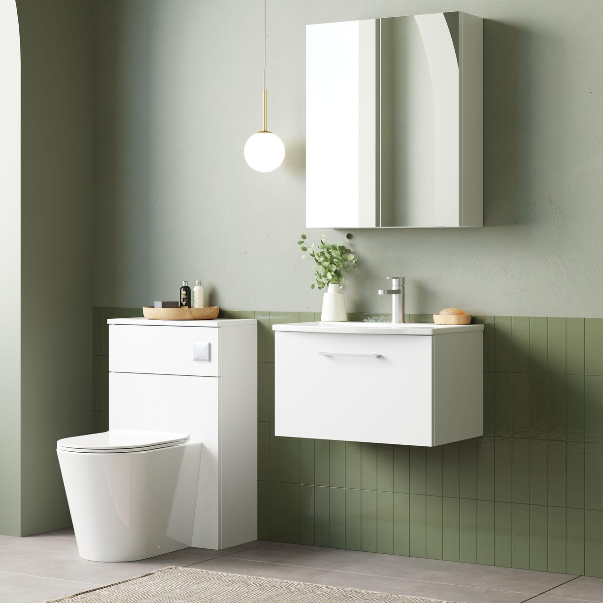 600mm WH 1-Drawer Vanity & Basin 4 - Gloss White