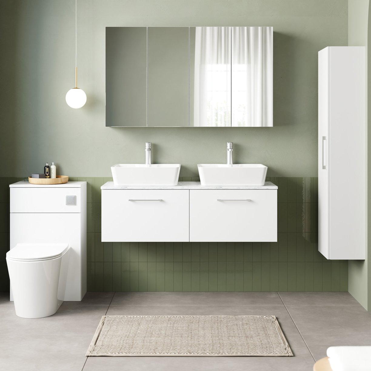 1200mm Wh 2-Drawer Vanity & Laminate Top - Gloss White