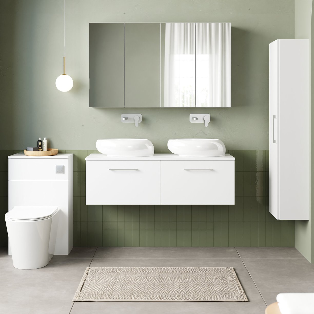 1200mm WH 2-Drawer Vanity & Worktop - Gloss White