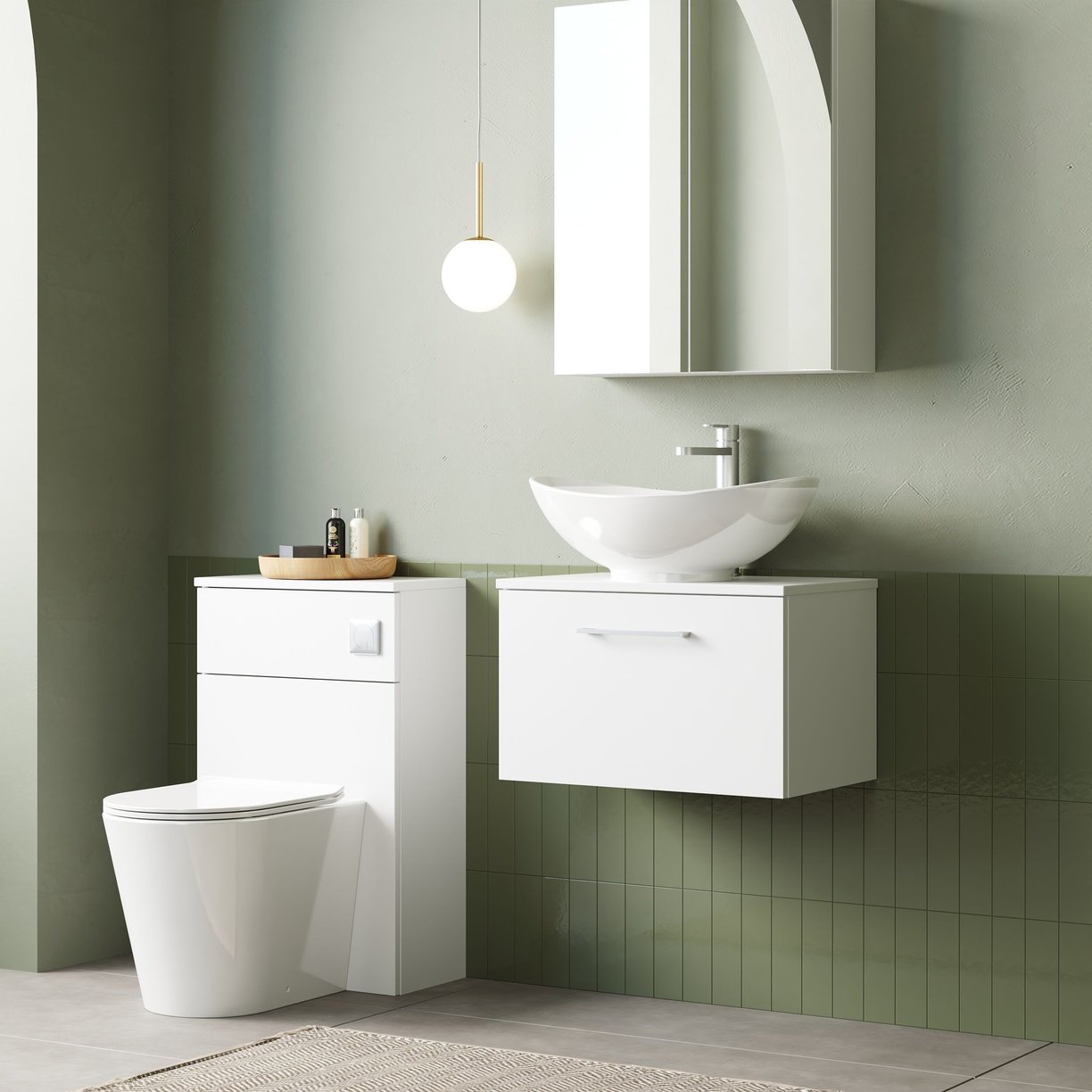 600mm WH 1-Drawer Vanity & Worktop - Gloss White