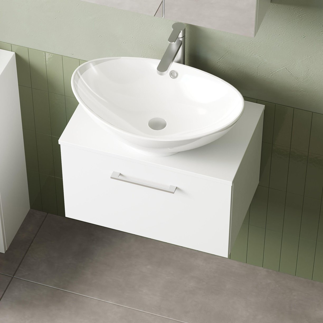 600mm WH 1-Drawer Vanity & Worktop - Gloss White