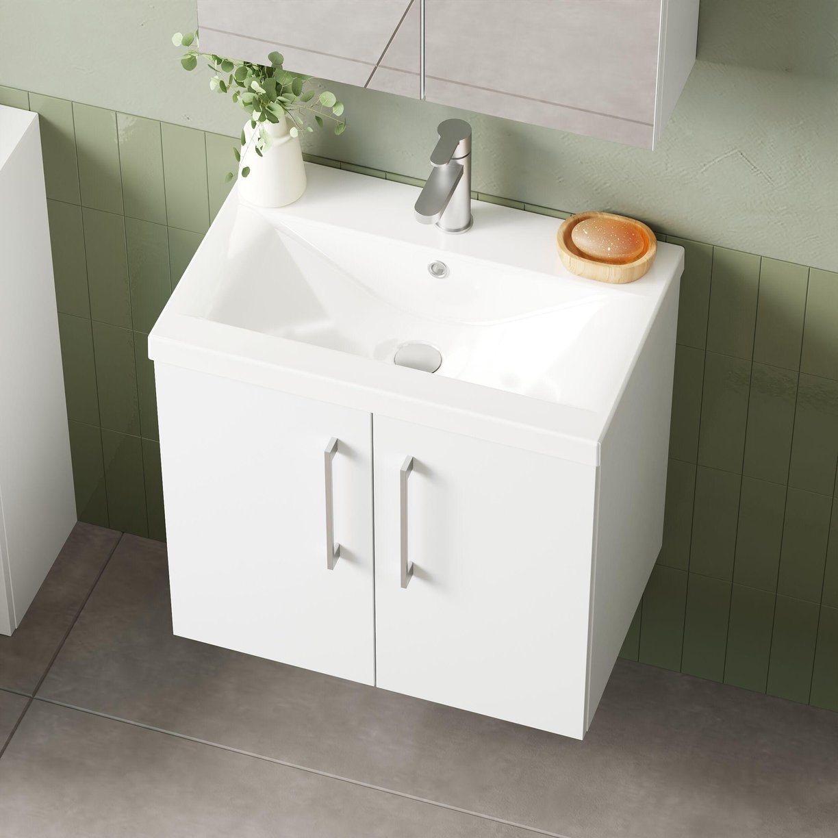 600mm WH 2-Door Vanity & Basin 1 - Gloss White