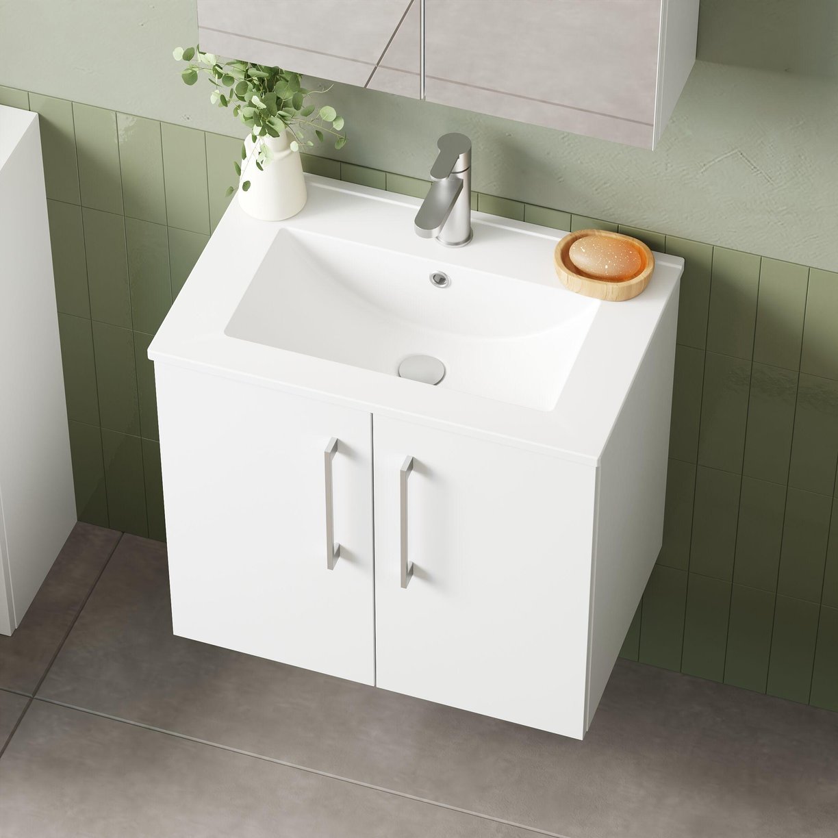 600mm WH 2-Door Vanity & Basin 2 - Gloss White