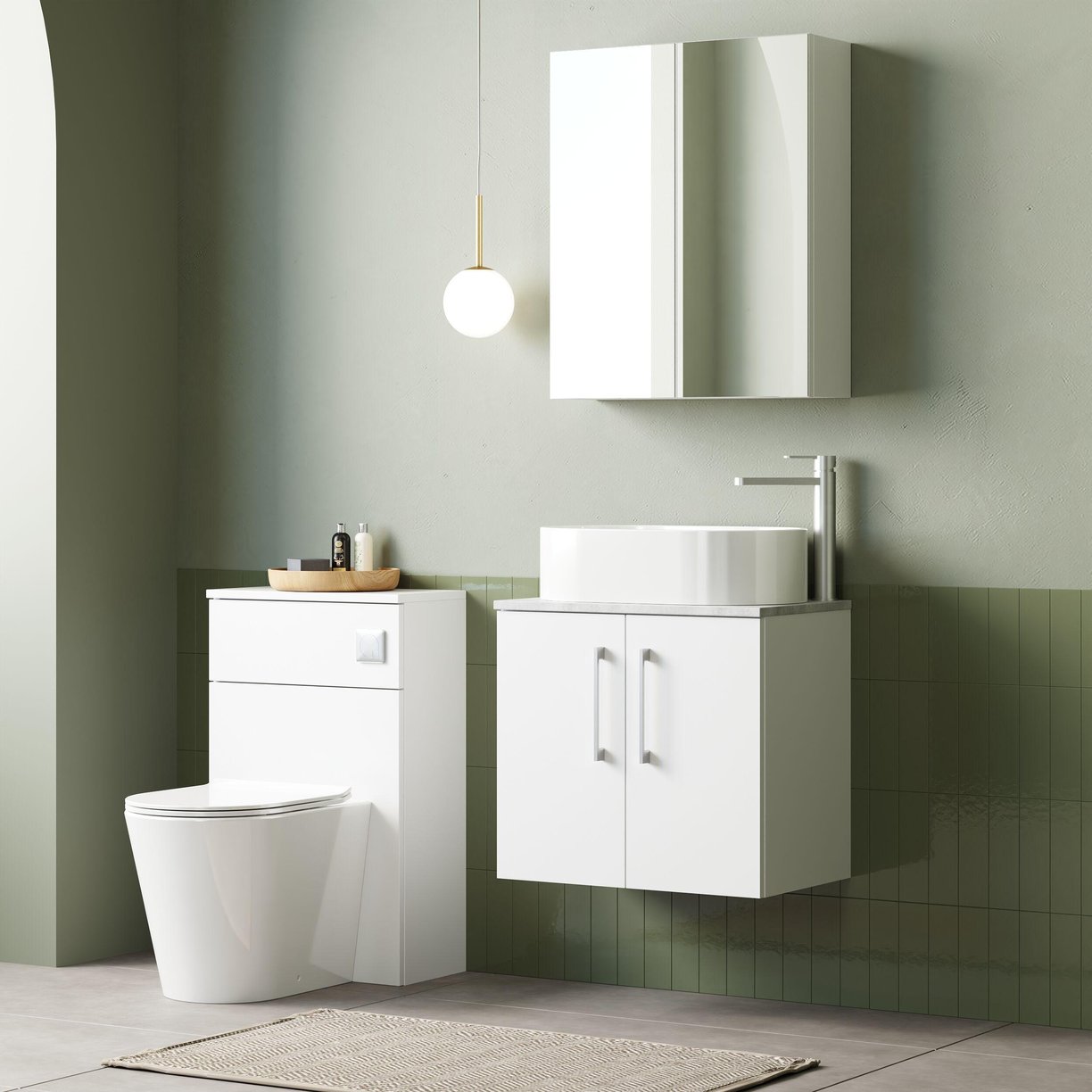 600mm WH 2-Door Vanity & Laminate Top - Gloss White