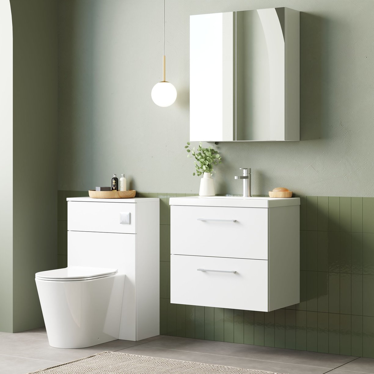 600mm WH 2-Drawer Vanity & Basin 1 - Gloss White