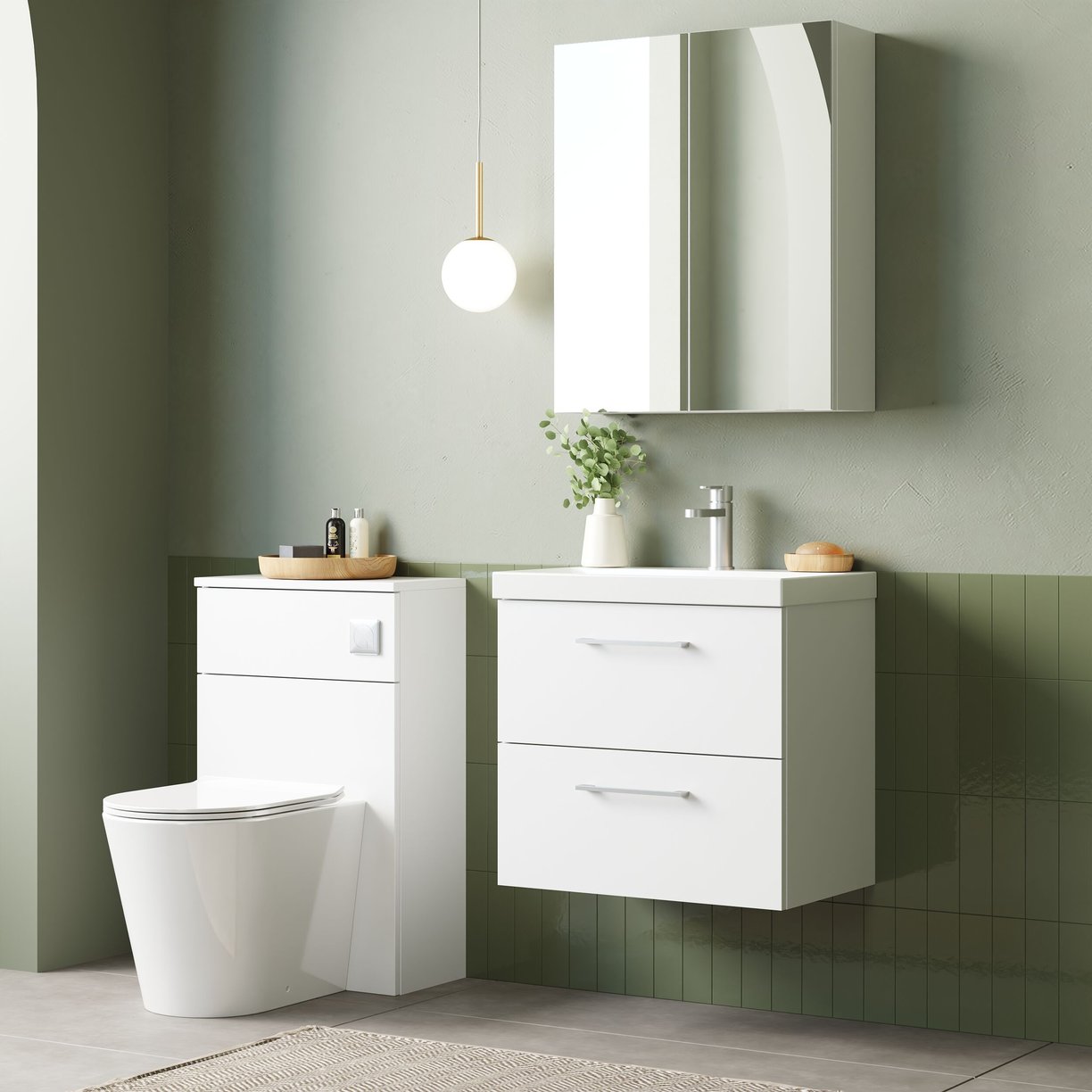 600mm WH 2-Drawer Vanity & Basin 3 - Gloss White