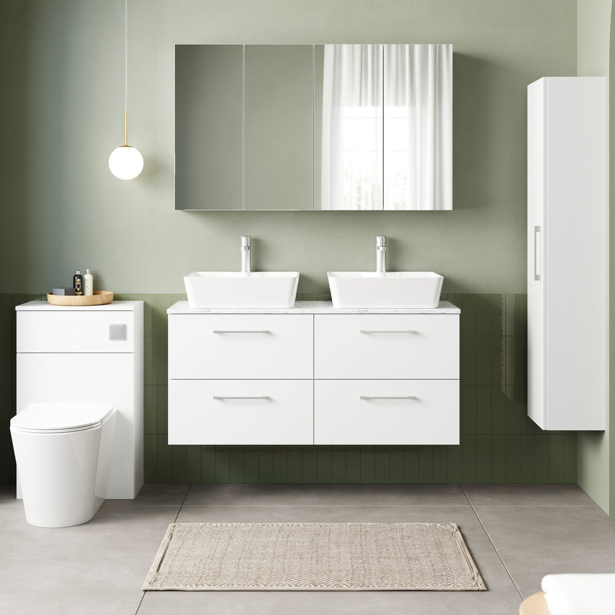 1200mm Wh 4-Drawer Vanity & Laminate Top - Gloss White