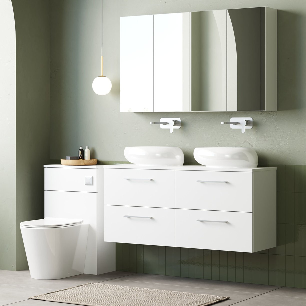 1200mm WH 4-Drawer Vanity & Worktop - Gloss White