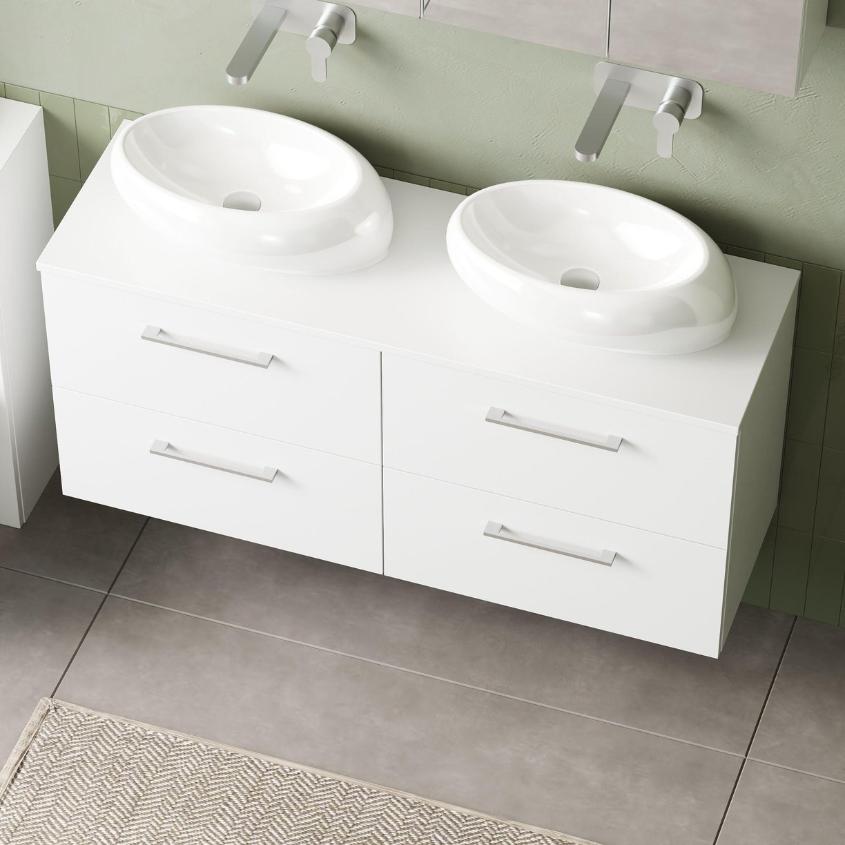 1200mm WH 4-Drawer Vanity & Worktop - Gloss White