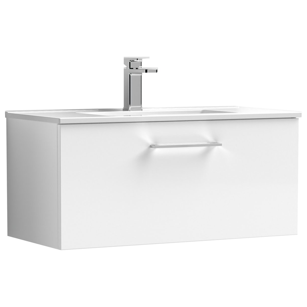 800mm WH 1-Drawer Vanity & Basin 2 - Gloss White