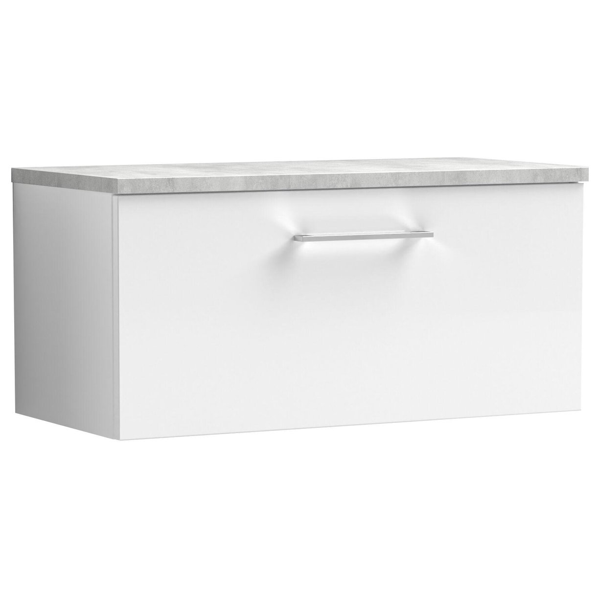 800mm WH Single Drawer Vanity & Laminate Top - Gloss White