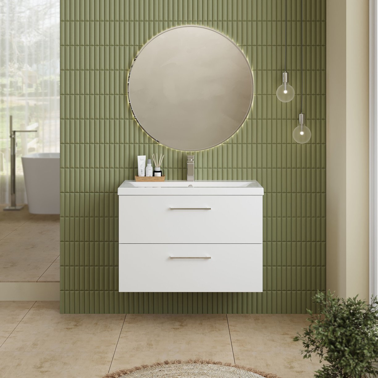 800mm WH 2-Drawer Vanity & Basin 1 - Gloss White
