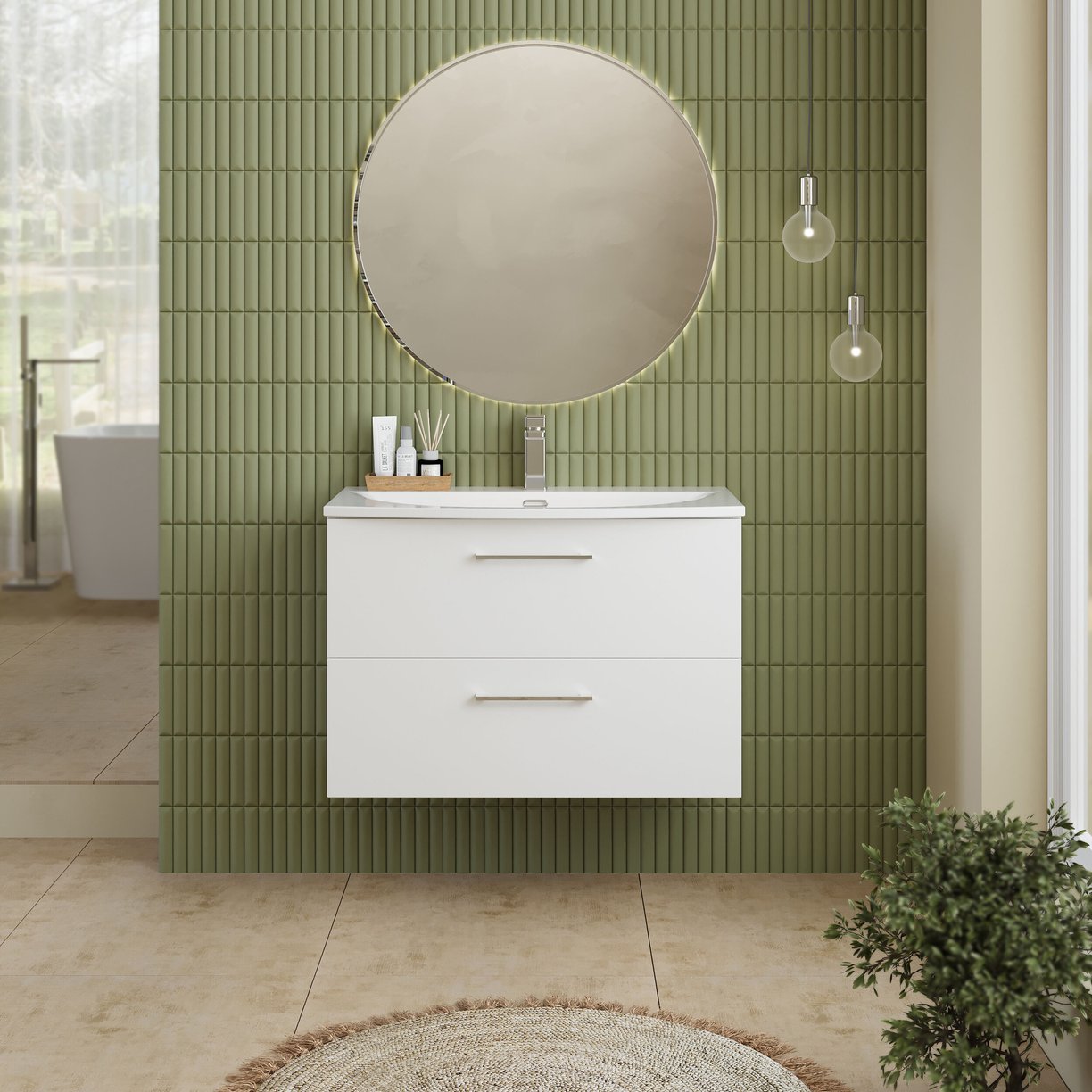 800mm WH 2-Drawer Vanity & Basin 4 - Gloss White