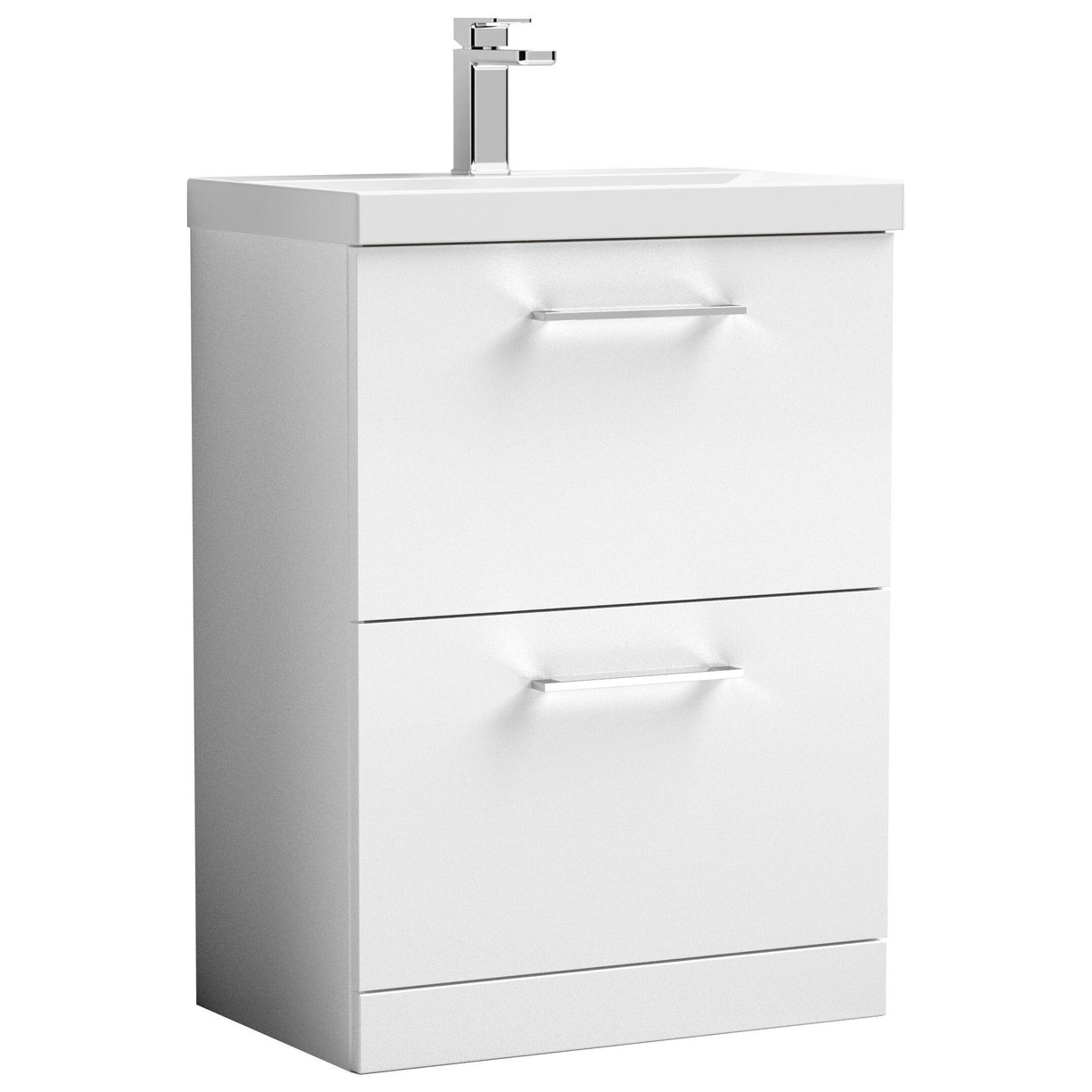 600mm FS 2-Drawer Vanity & Basin 1 - Gloss White
