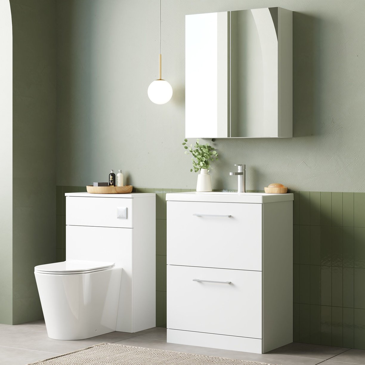 600mm FS 2-Drawer Vanity & Basin 1 - Gloss White