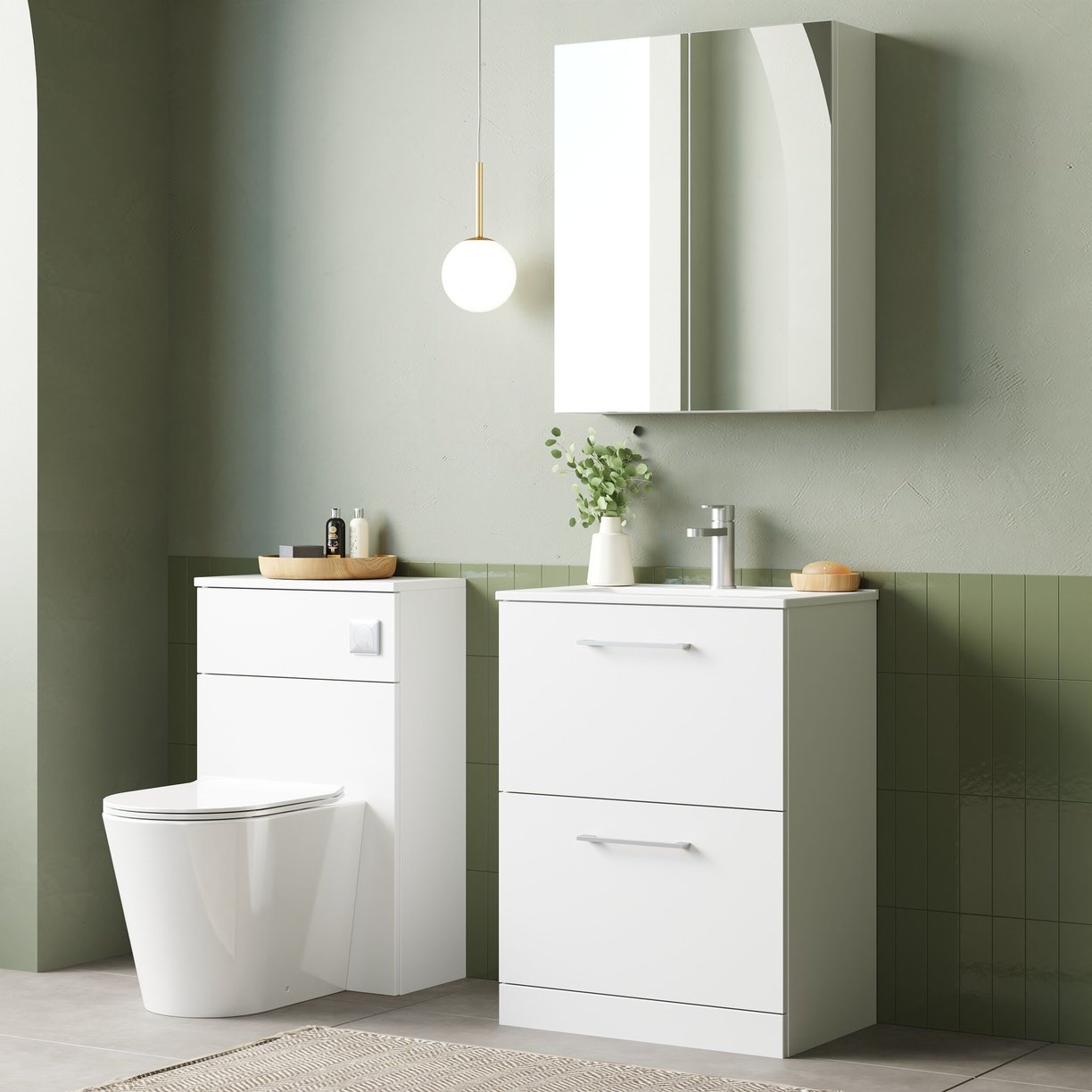 600mm FS 2-Drawer Vanity & Basin 2 - Gloss White