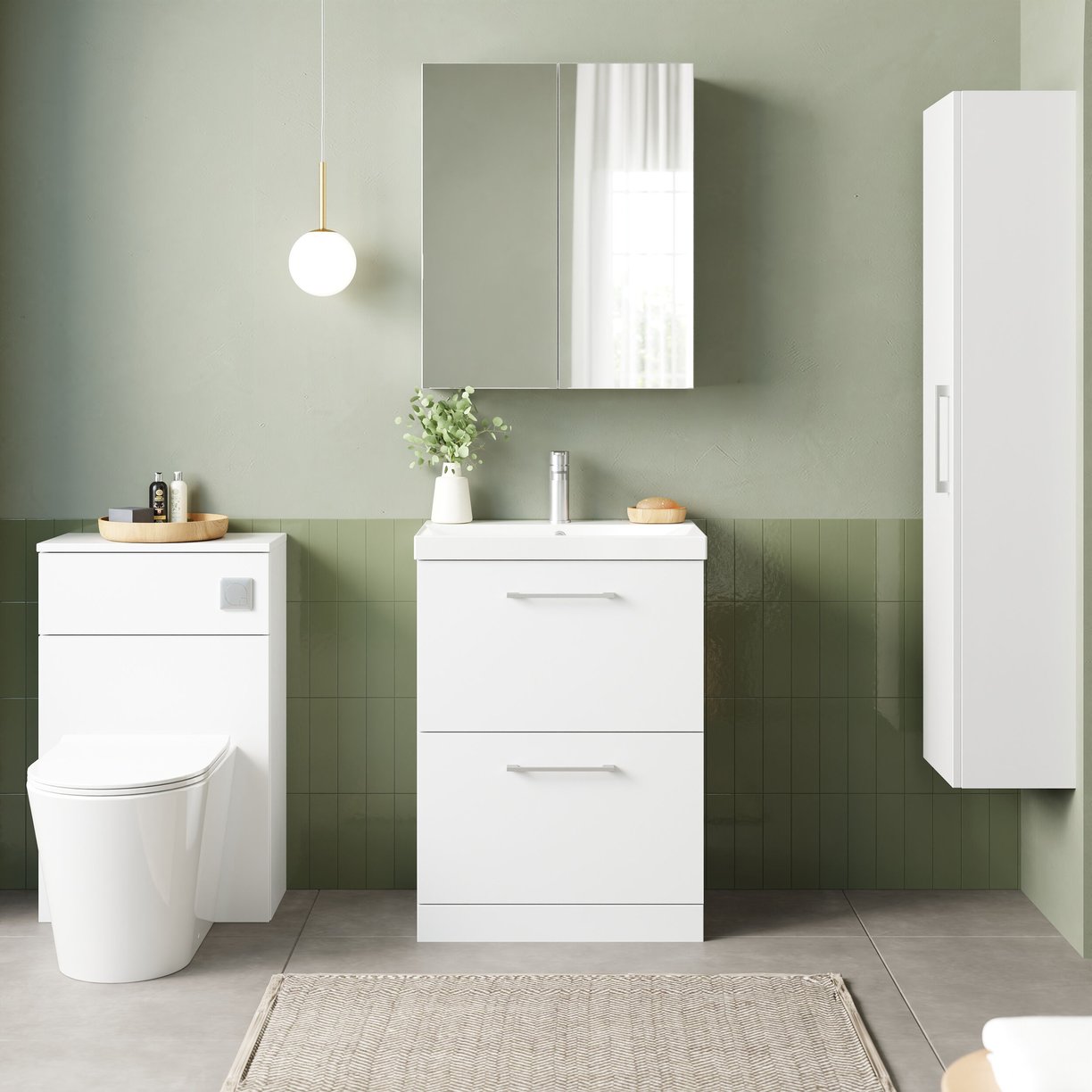 600mm FS 2-Drawer Vanity & Basin 3 - Gloss White