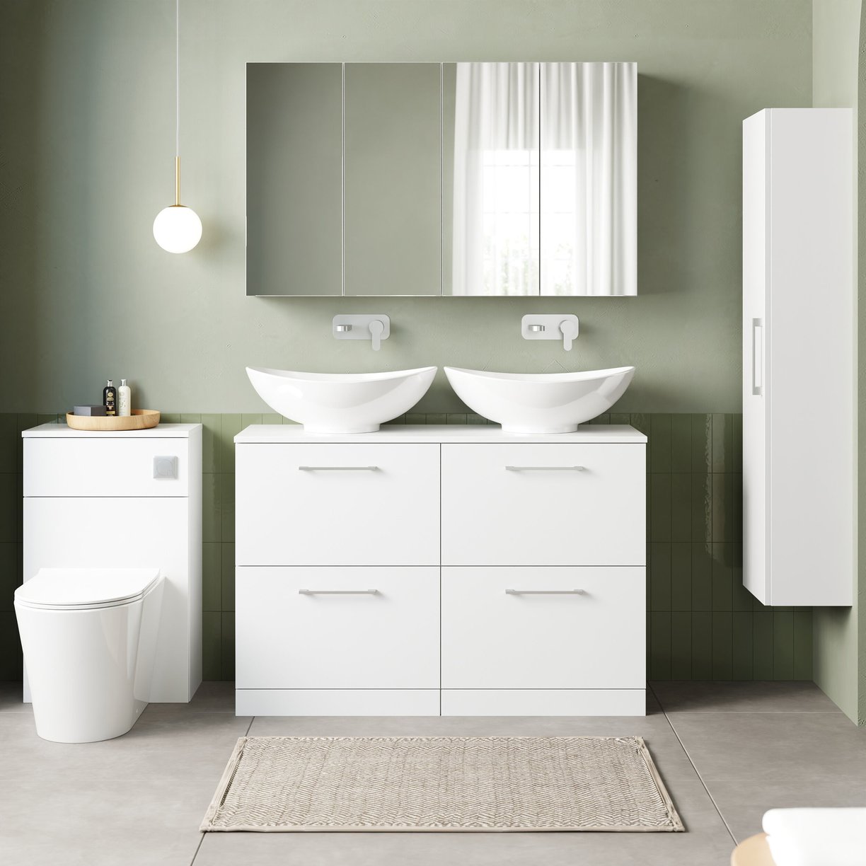 1200mm FS 4-Drawer Vanity & Worktop - Gloss White