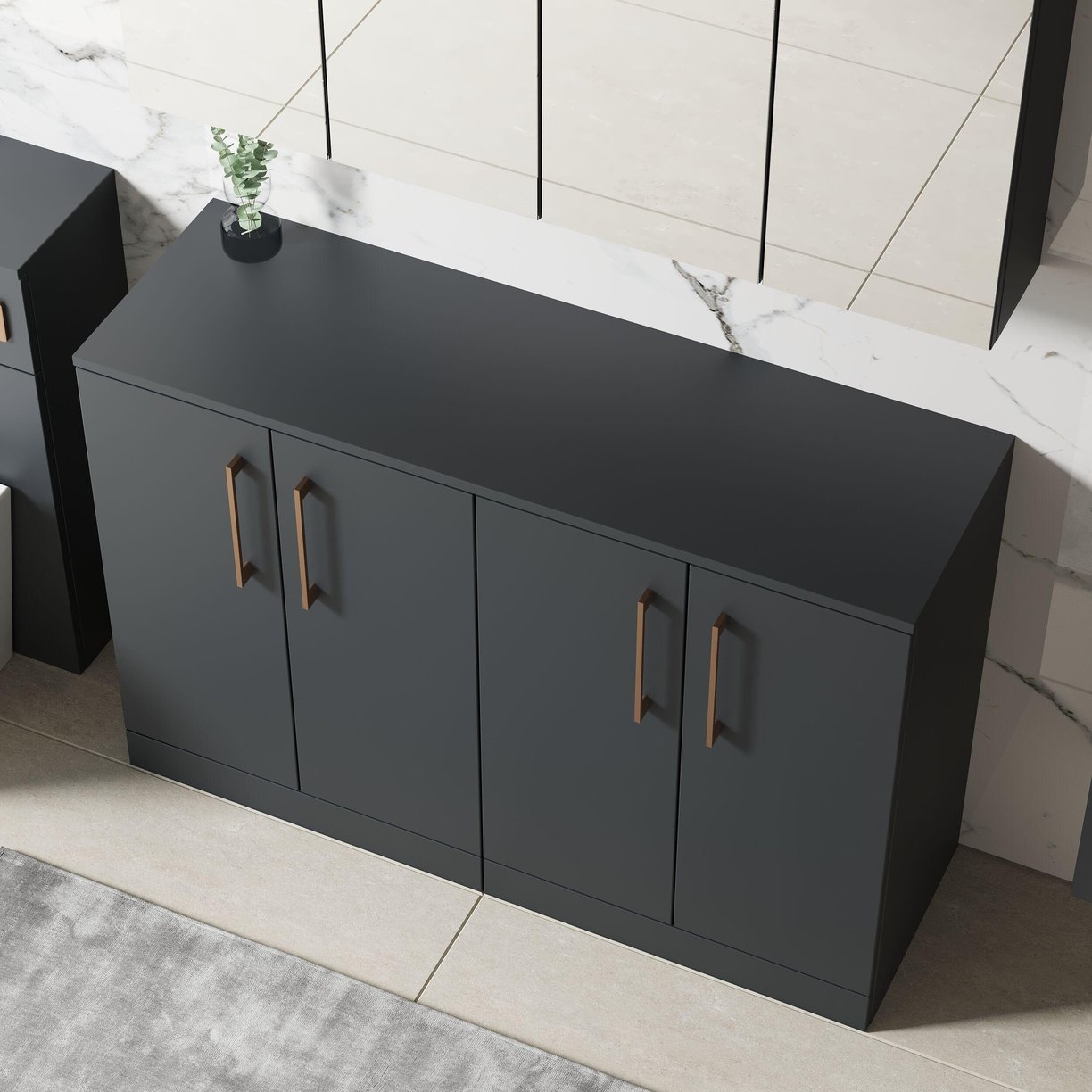 1200mm FS 4-Door Vanity & Worktop - Satin Soft Black