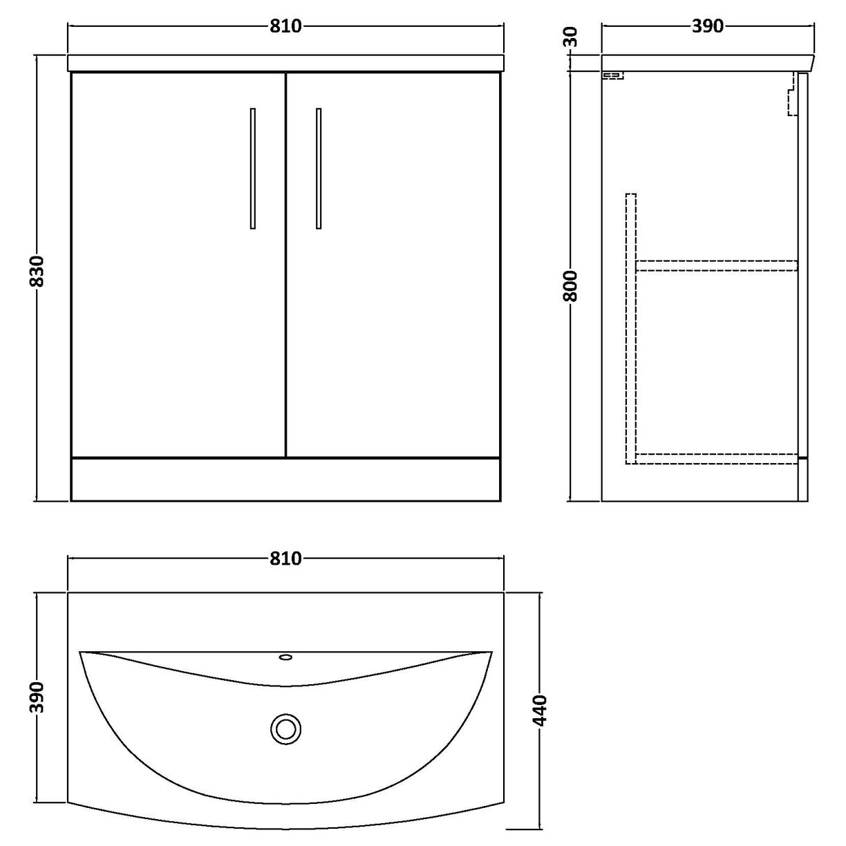 800 FS 2-Door Vanity & Basin 4