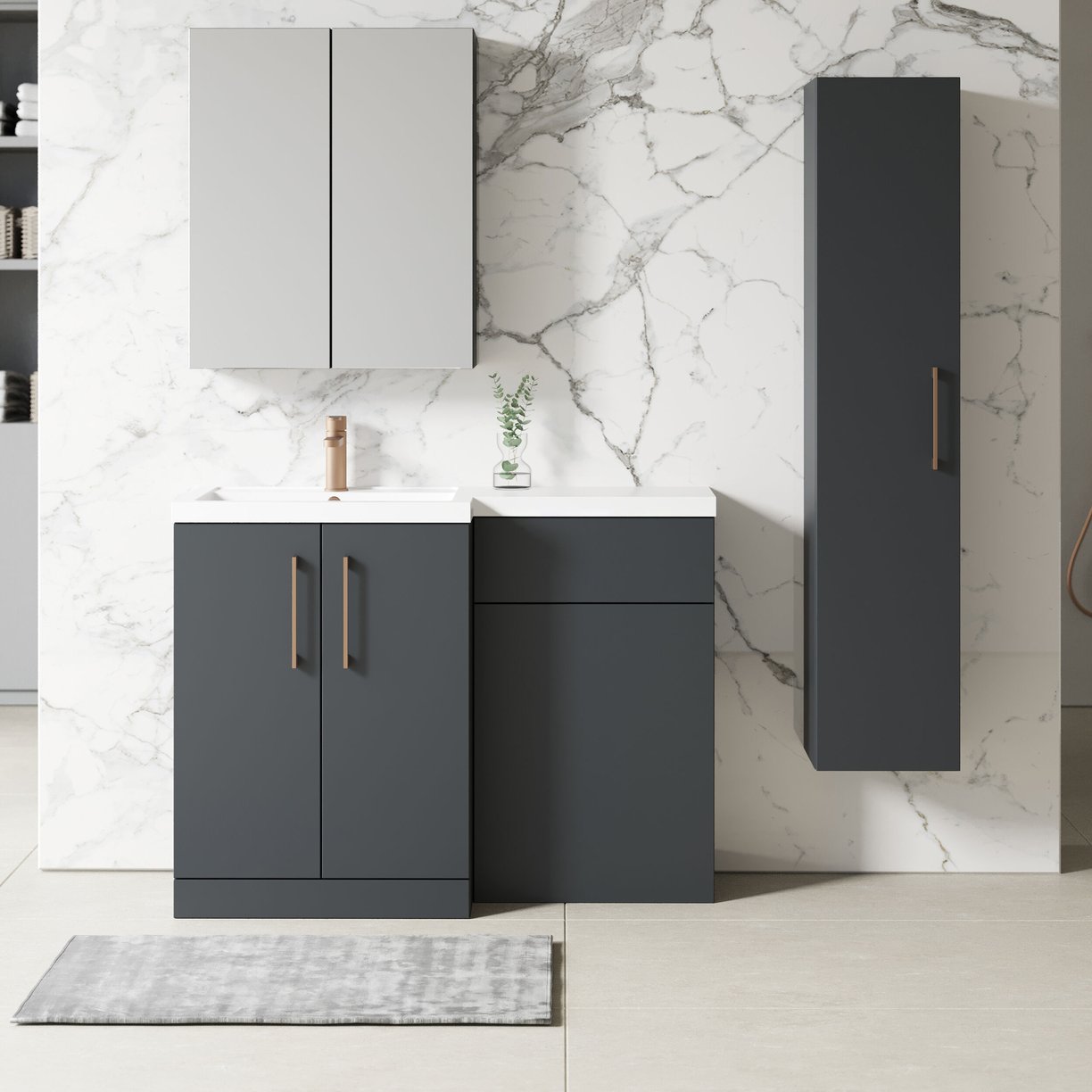 1100 390mm Combination Unit LH - Satin Soft Black