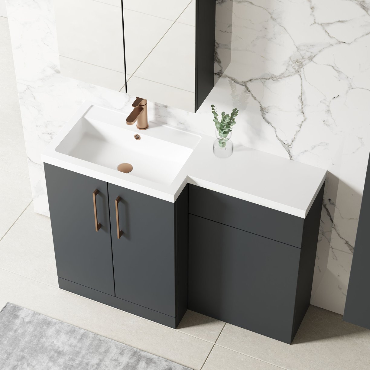 1100 390mm Combination Unit LH - Satin Soft Black