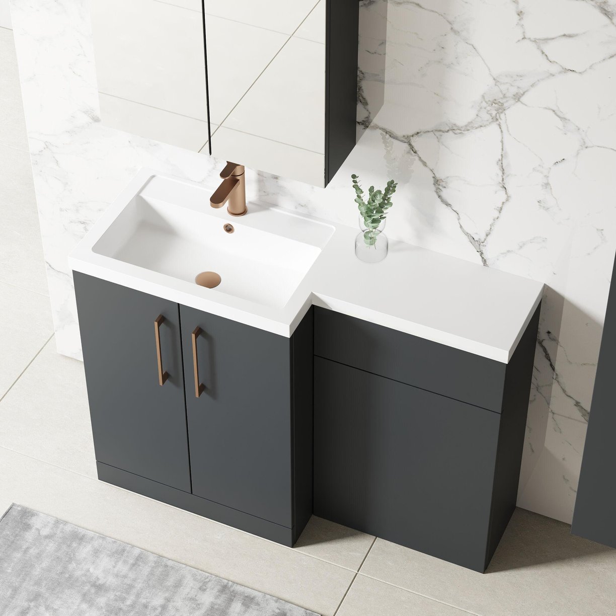 1100 390mm Combination Unit LH - Satin Soft Black