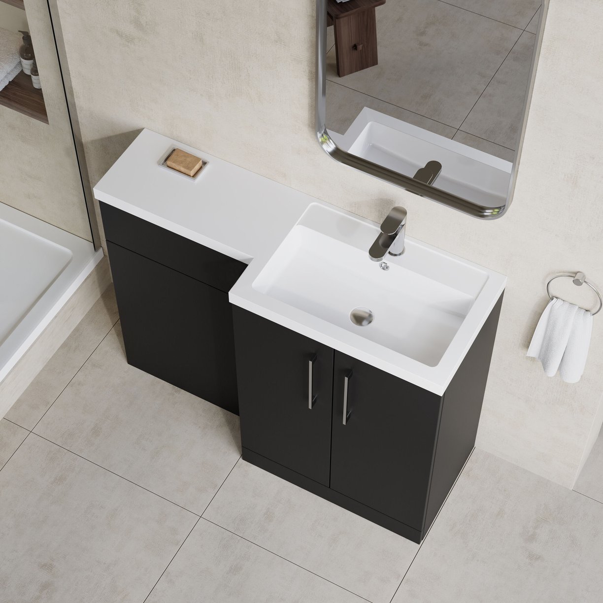 1100 390mm Combination Unit RH - Satin Soft Black
