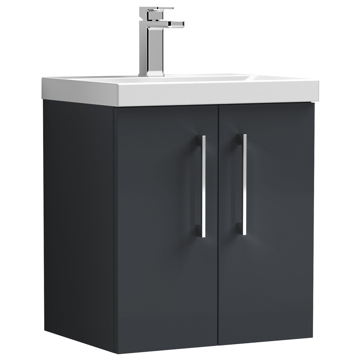 500mm WH 2-Door Vanity & Basin 3 - Satin Soft Black