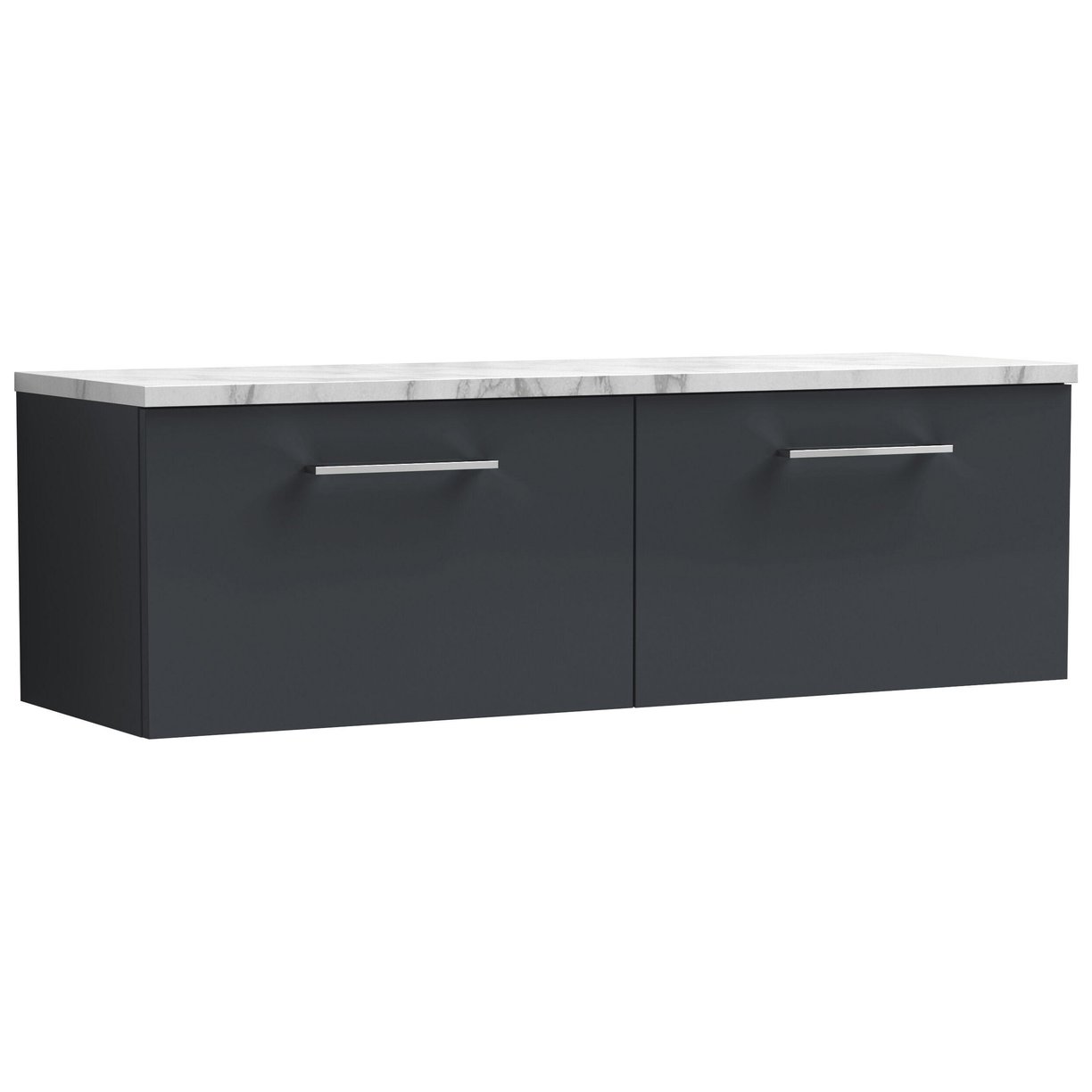 1200mm Wh 2-Drawer Vanity & Laminate Top - Satin Soft Black
