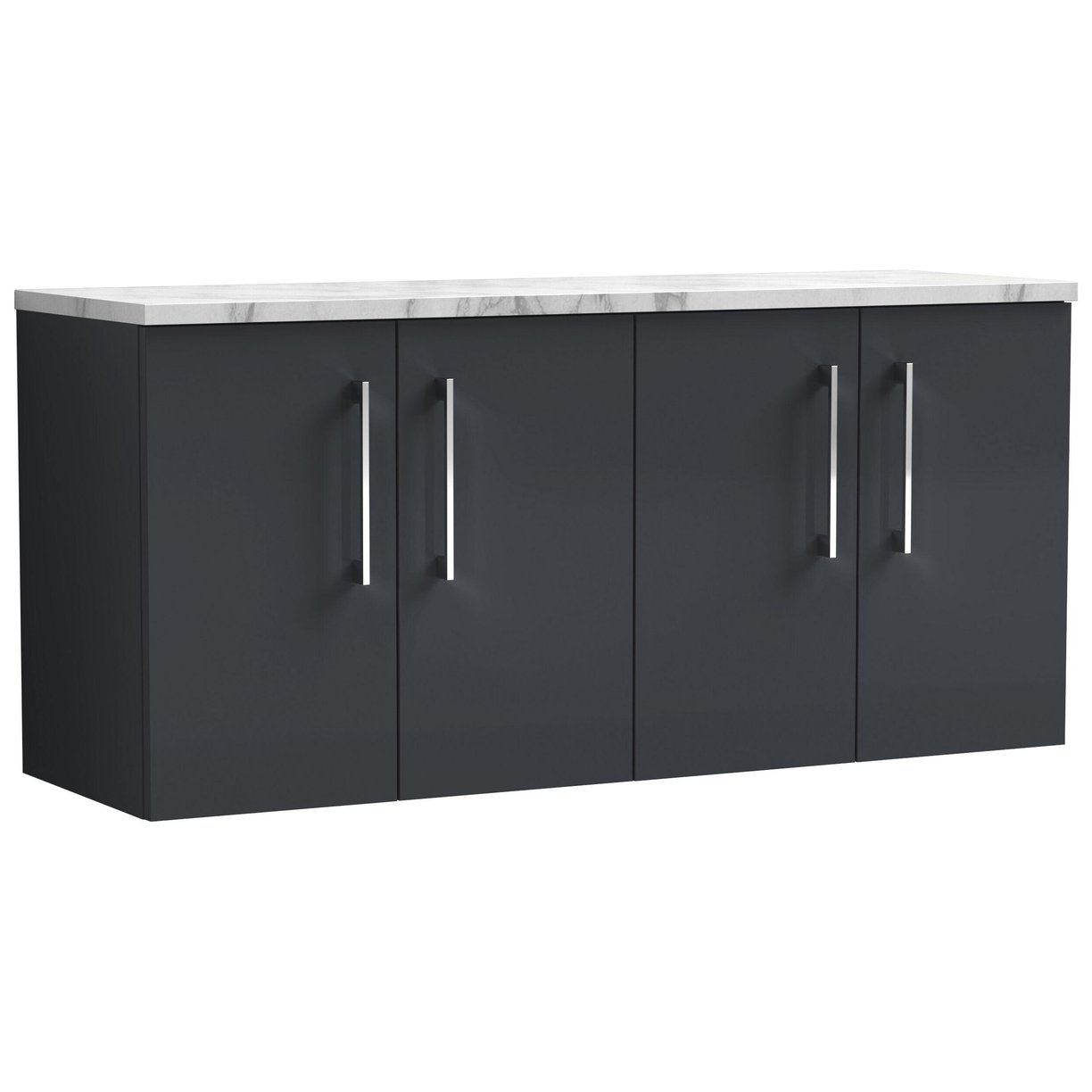 1200mm Wh 4-Door Vanity & Laminate Top - Satin Soft Black