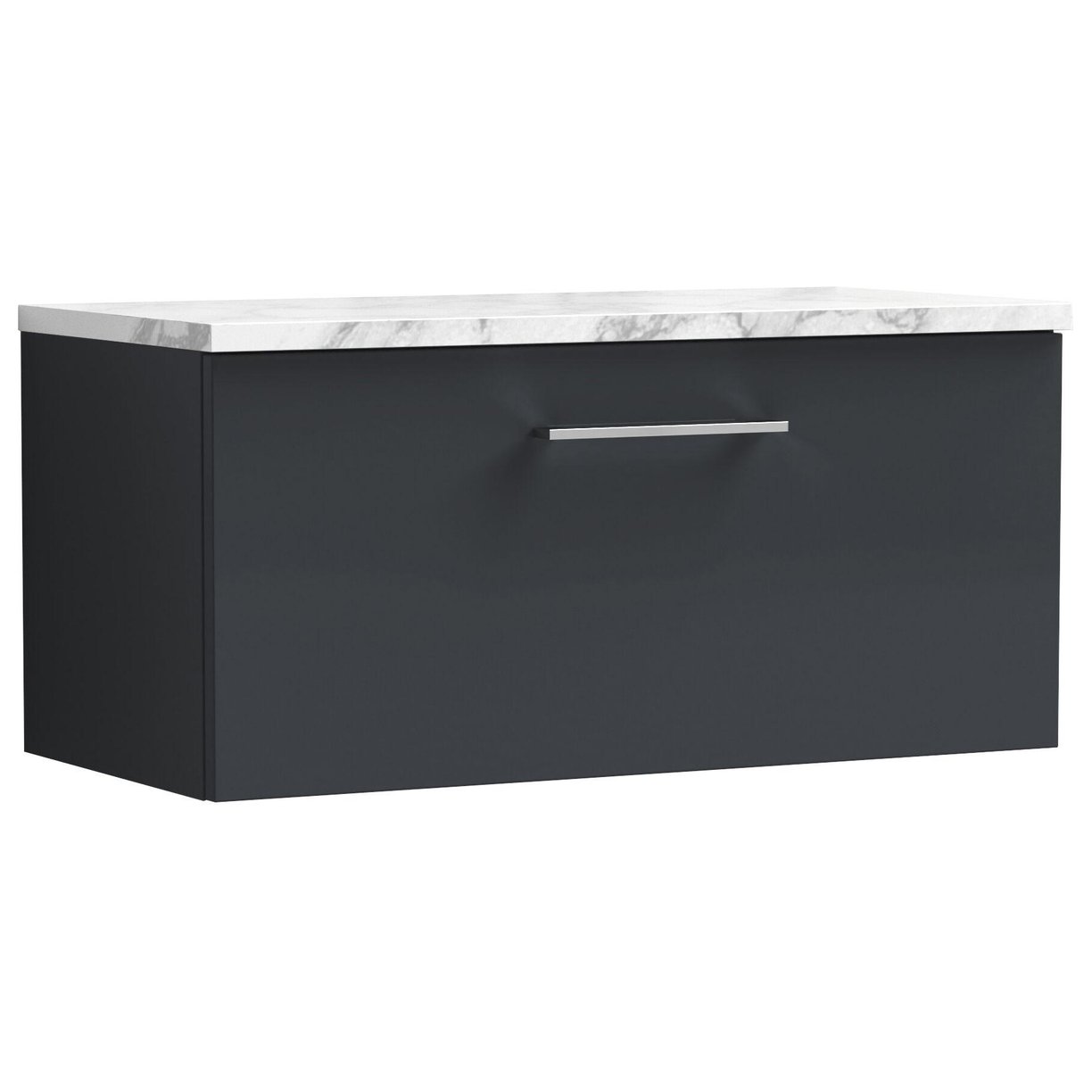 800mm Wh 1-Drawer Vanity & Laminate Top - Satin Soft Black