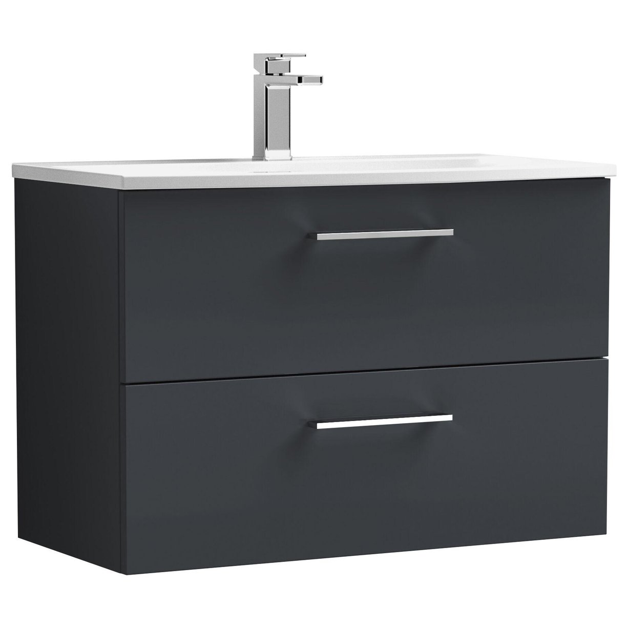 800mm WH 2-Drawer Vanity & Basin 4 - Satin Soft Black
